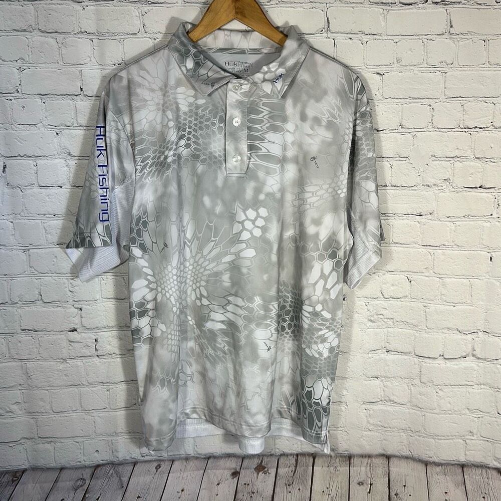 Huk Performance Fishing Polo Shirt Short-Sleeve Men M Medium Gray‎